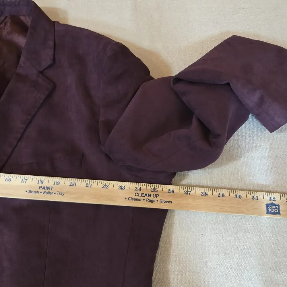 KS Signature Faux Microsuede Blazer Jacket Burgundy Sport Coat Size 50 Tall